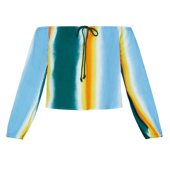 BCBGeneration Faded Stripe Off The Shoulders Crop - Picture 3 of 4